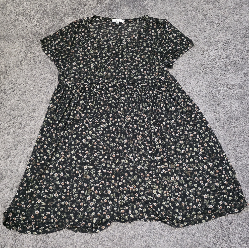 Floral Black Kids Dress